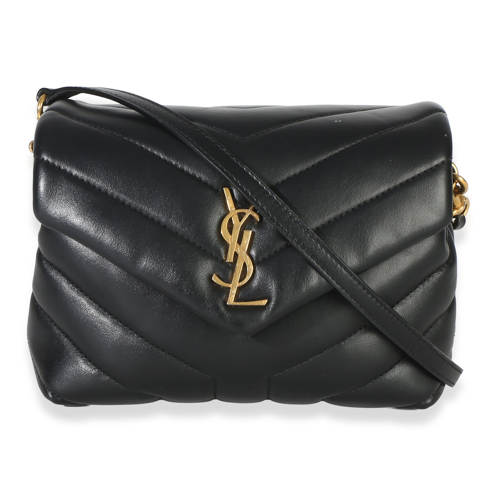 Saint Laurent Black Y Quilted Calfskin Monogram Toy Loulou Crossbody
